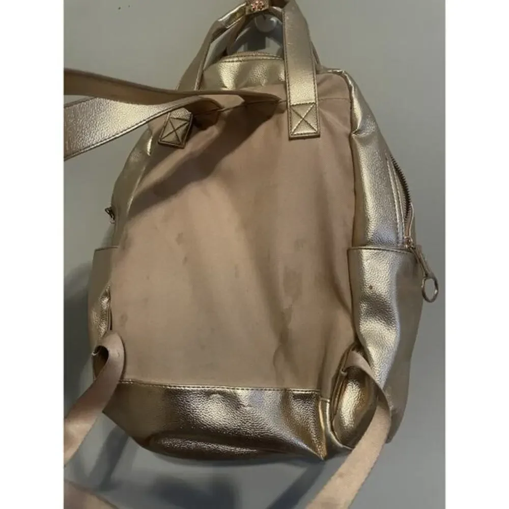 Disney Rose Gold Mickey Mouse Icon Flair Backpack Top‎ Handle Strap Pockets Used